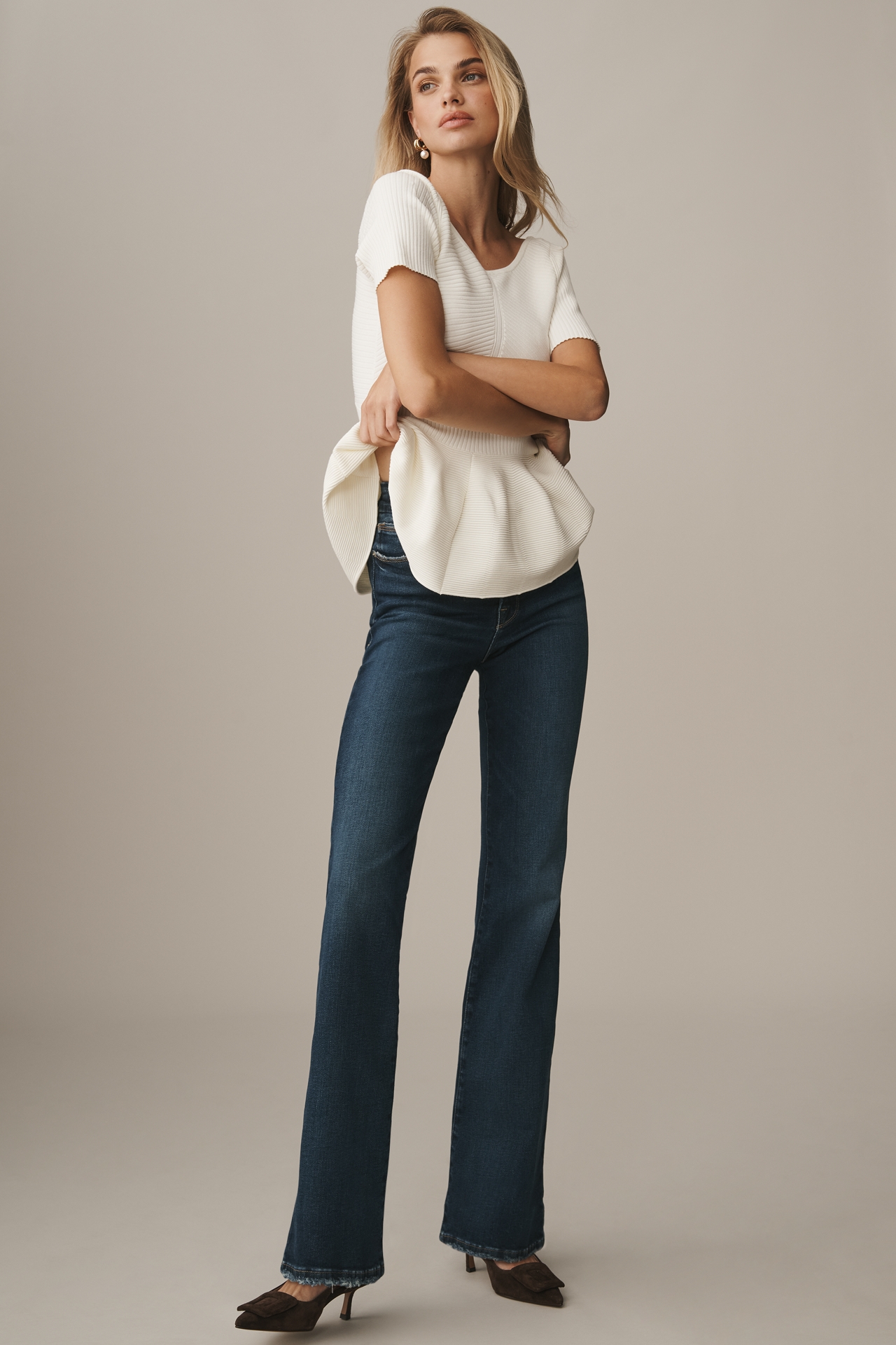 Good American Soft Tech Classic High-Rise Bootcut Jeans