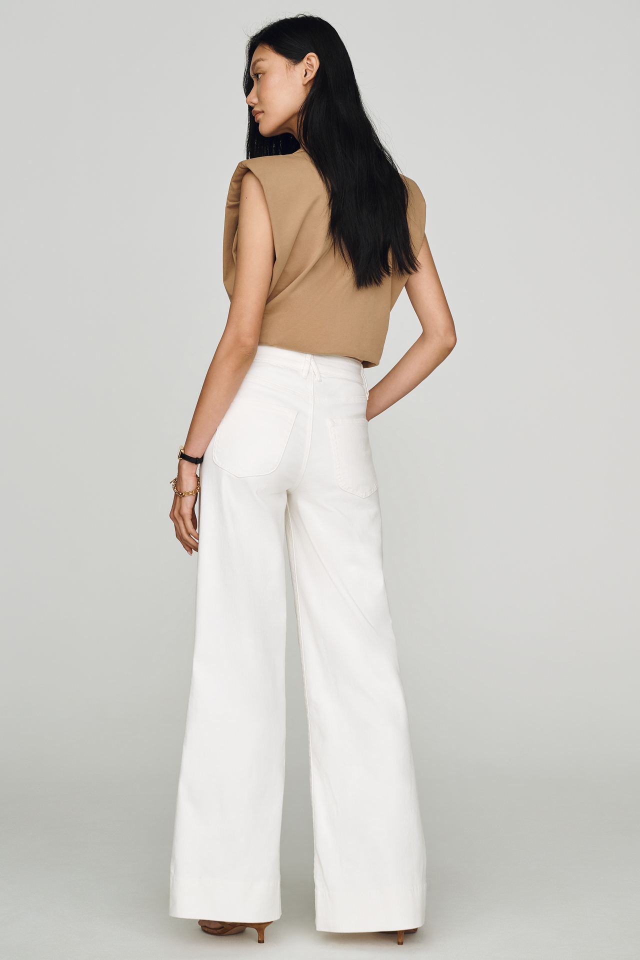 Good American Waist High Rise Wide Leg Palazzo Jeans