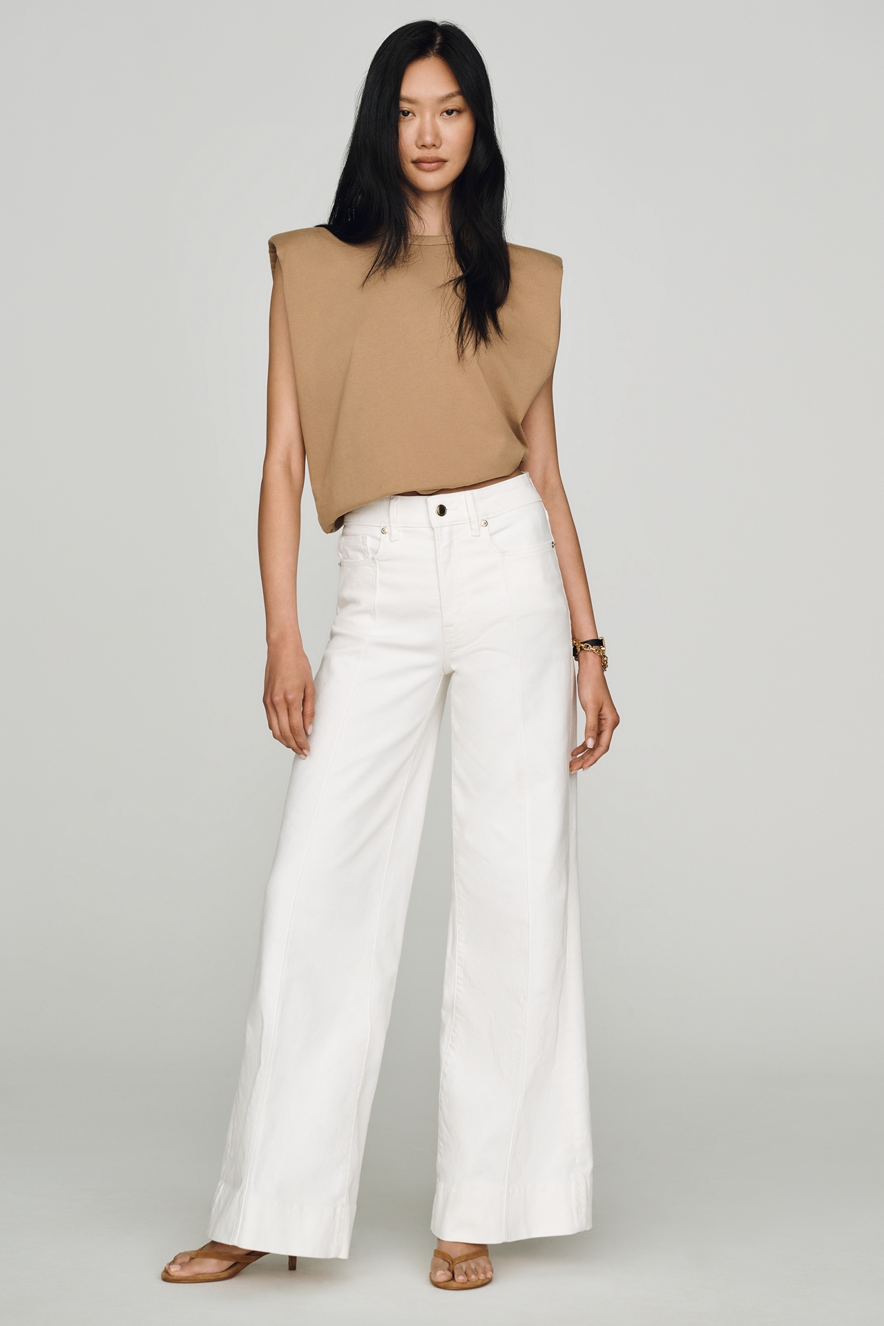 Good American Waist High Rise Wide Leg Palazzo Jeans