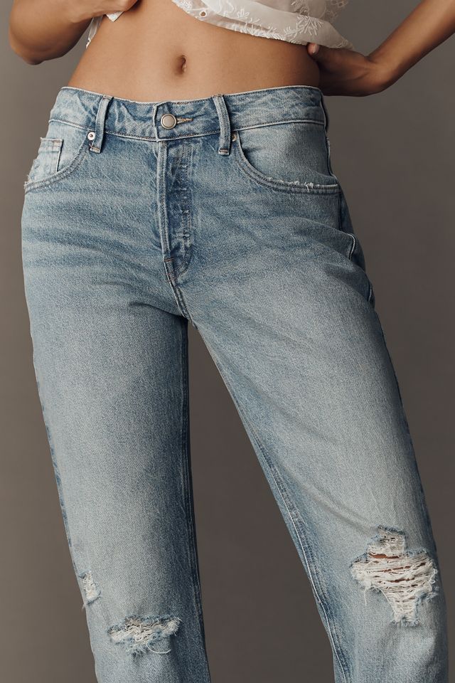 Good American Good Vintage Mid-Rise Straight-Leg Distressed Jeans #1