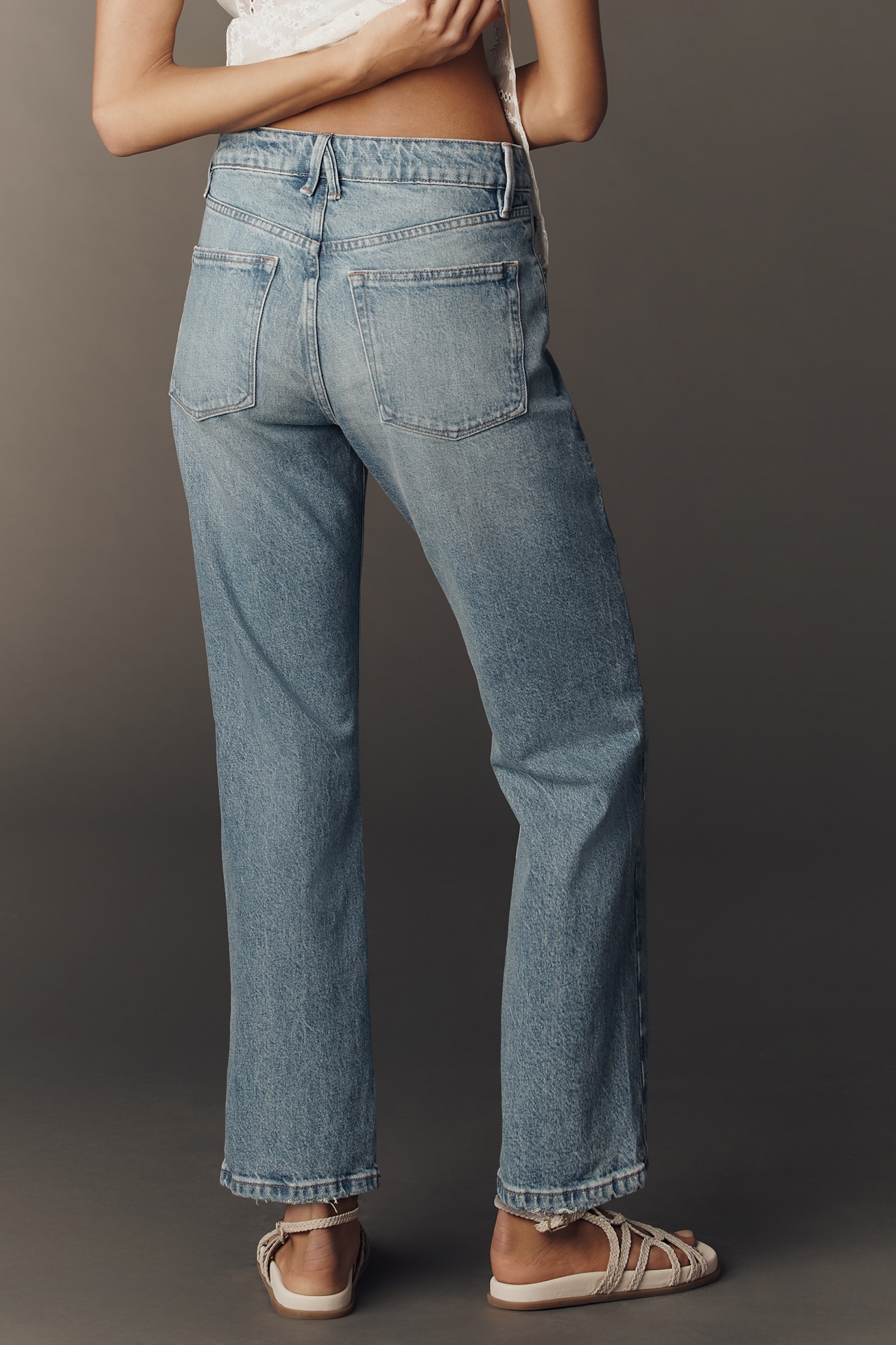 Good American Vintage Mid-Rise Straight-Leg Distressed Jeans