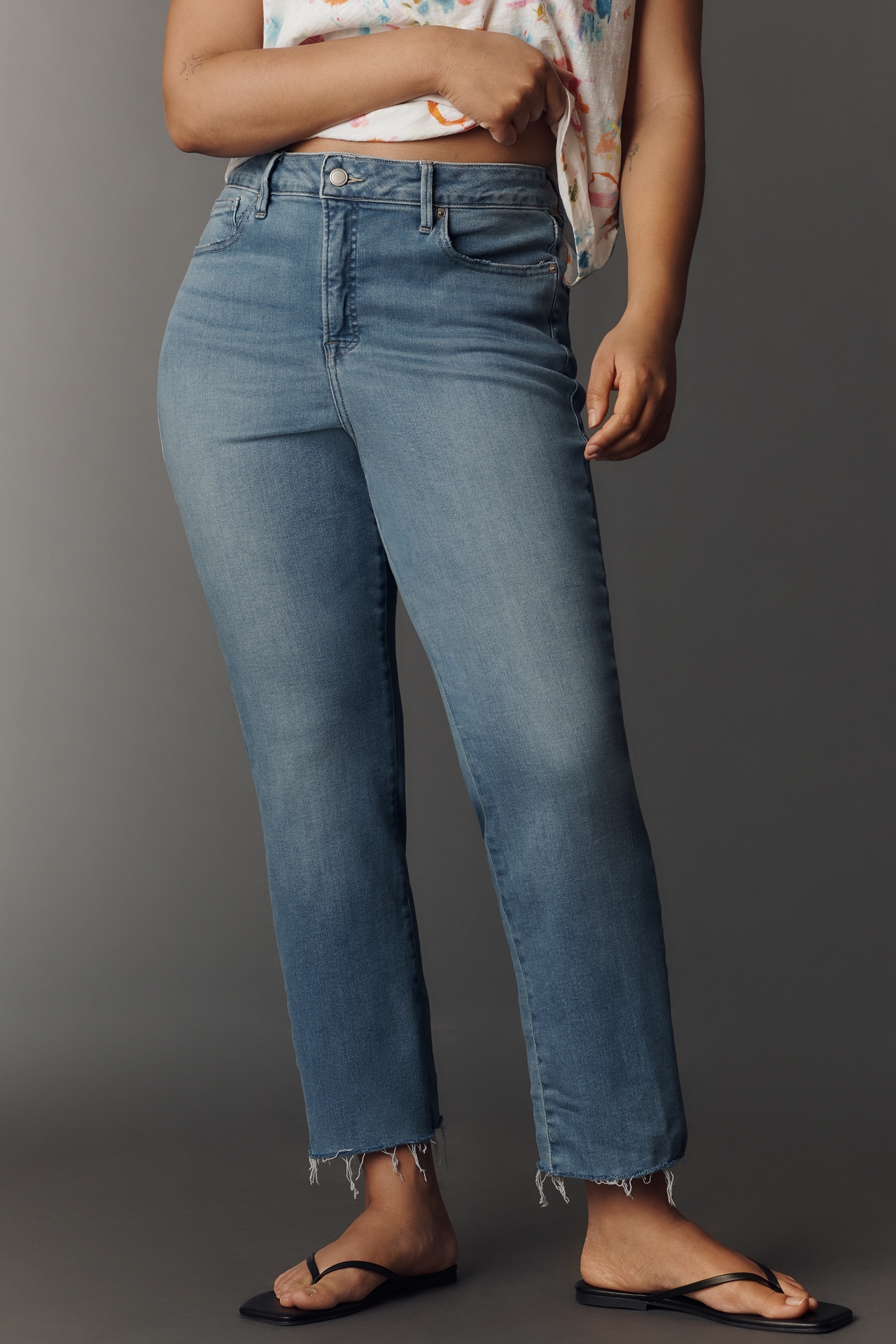 Good American Soft-Tech Legs High-Rise Straight-Leg Jeans