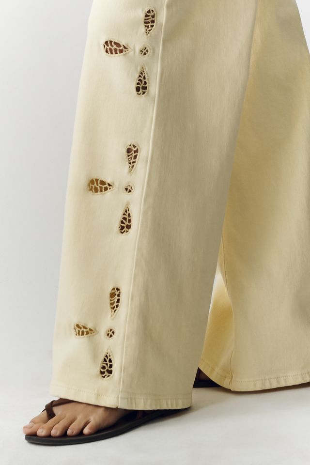 Good American Good Waist Palazzo High-Rise Ankle Embroidered Jeans #5