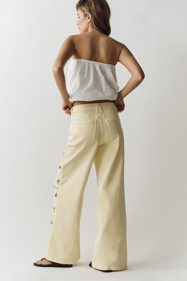 Good American Good Waist Palazzo High-Rise Ankle Embroidered Jeans #8