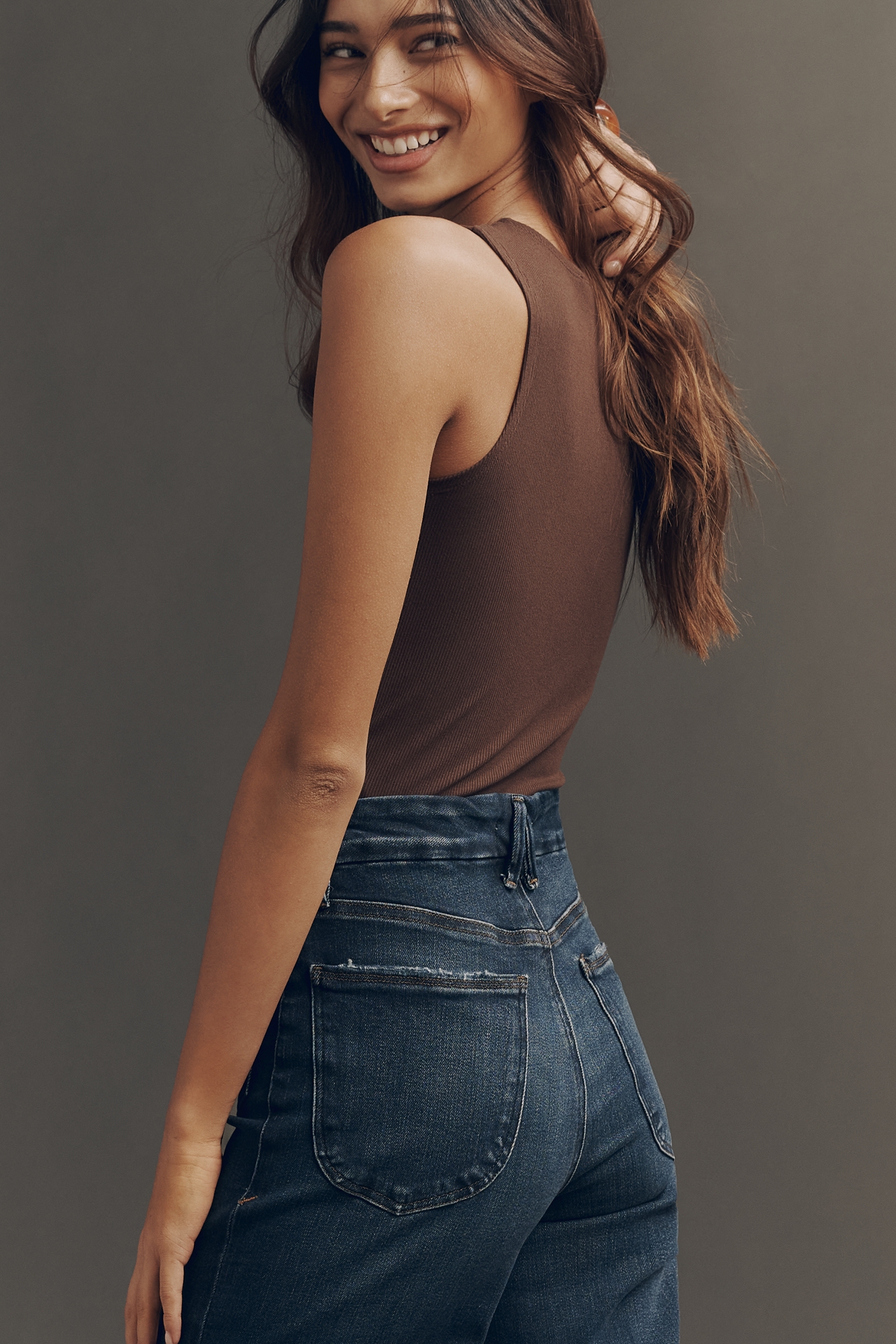 Good American Soft-Tech Waist High-Rise Palazzo Jeans