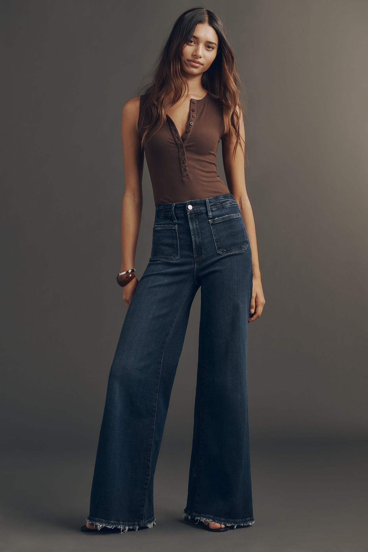 Good American Soft-Tech Waist High-Rise Palazzo Jeans