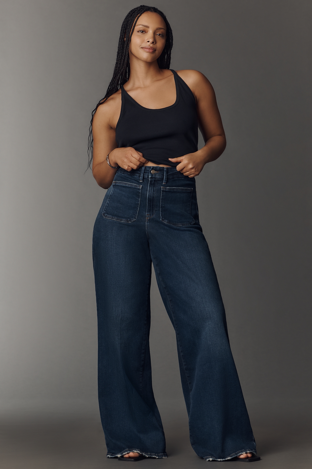 Good American Soft-Tech Waist High-Rise Palazzo Jeans