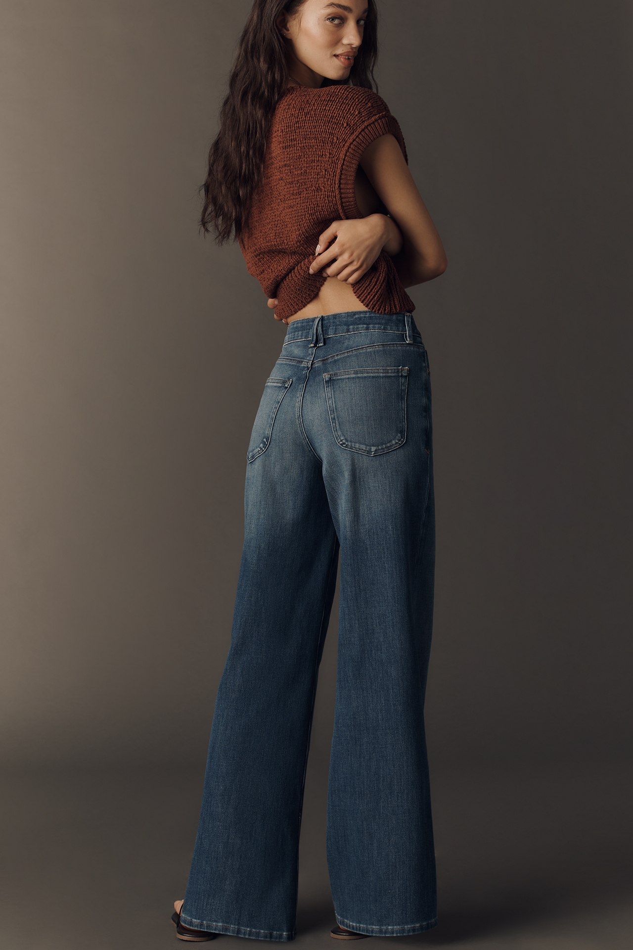 Good American Soft-Tech Waist Palazzo High-Rise Wide-Leg Jeans