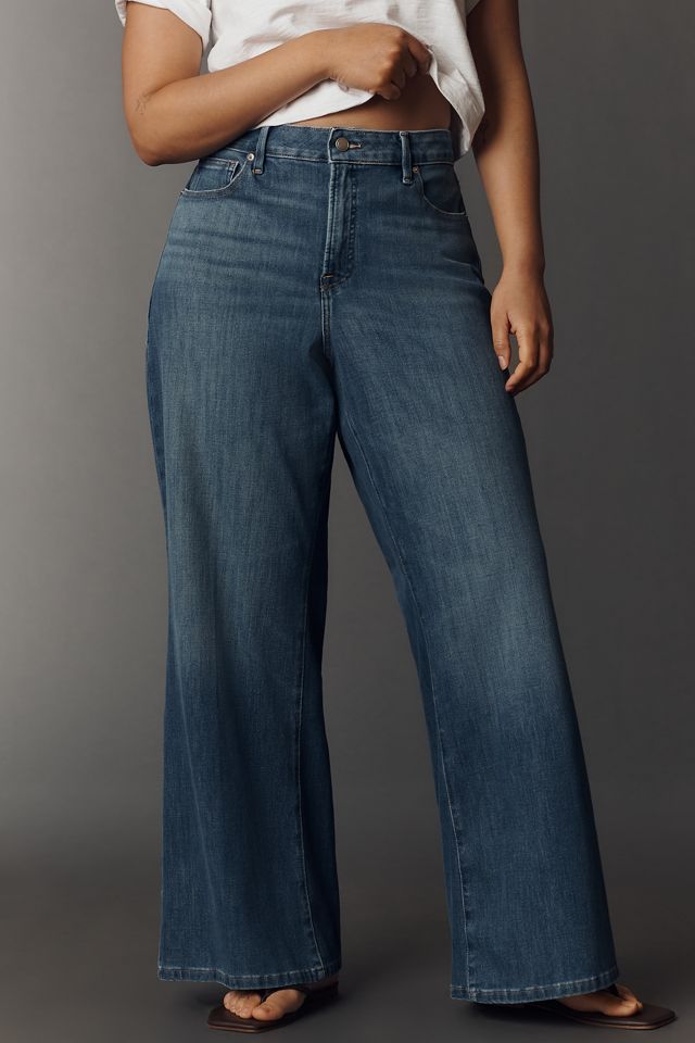 Good American Soft-Tech Good Waist Ankle High-Rise Wide-Leg Jeans #5