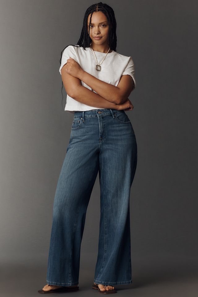 Good American Soft-Tech Good Waist Ankle High-Rise Wide-Leg Jeans #4