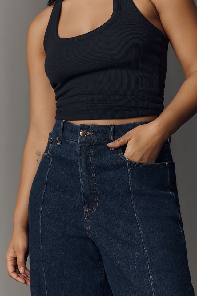 Good American Good Waist Palazzo High-Rise Wide-Leg Jeans #6