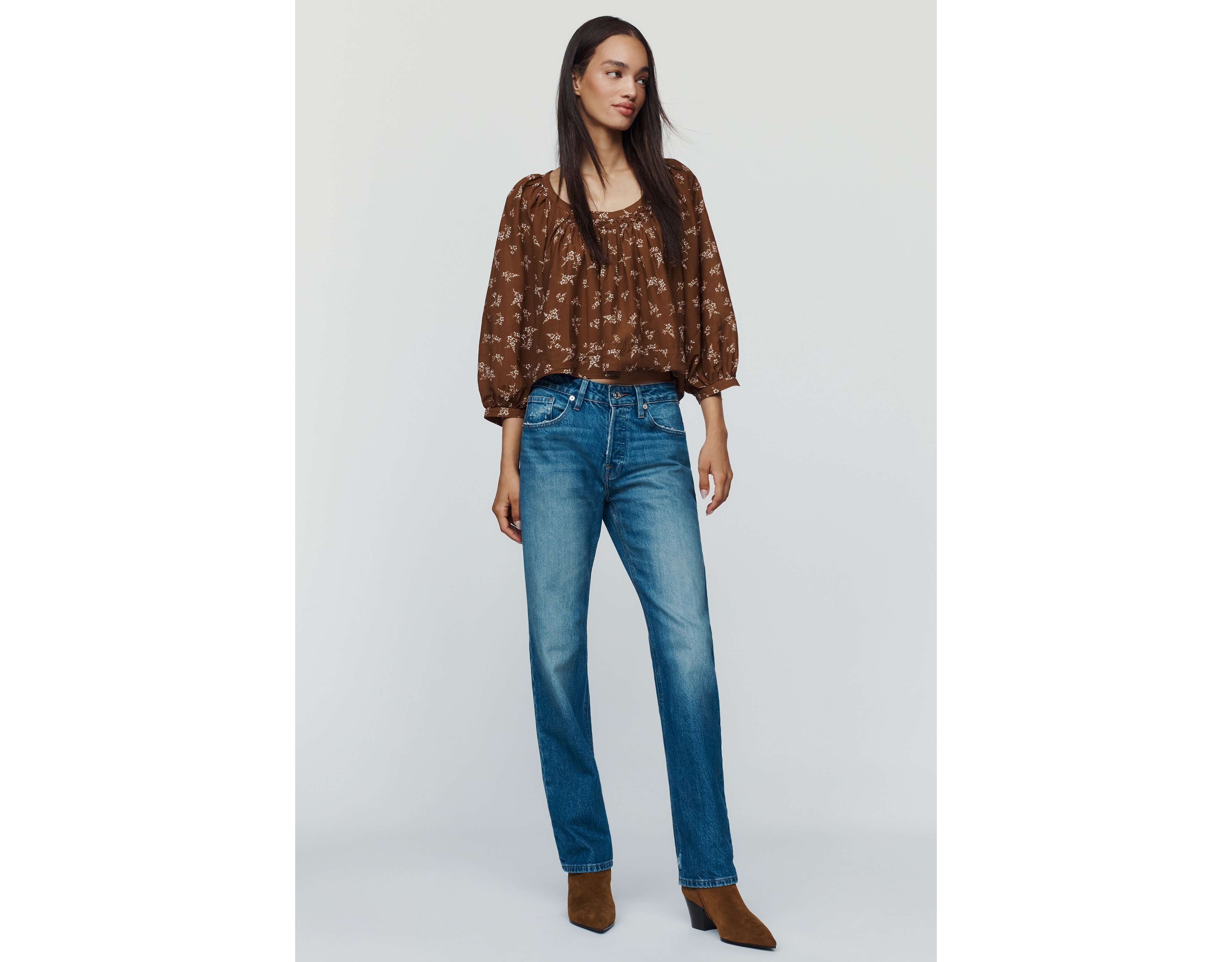 Good American Mid-Rise Straight-Leg Jeans