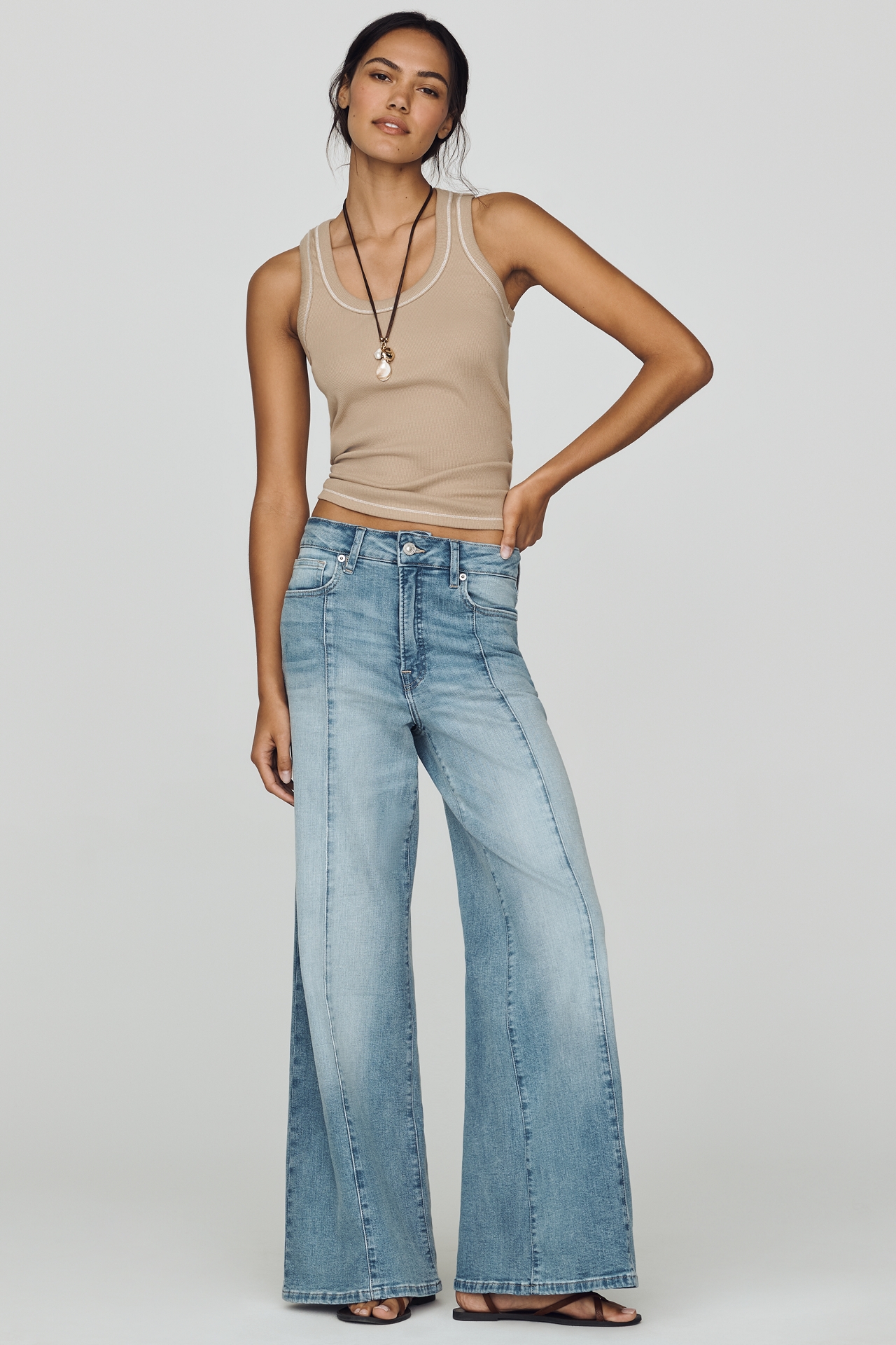 Good American Waist Palazzo High-Rise Ankle Jeans