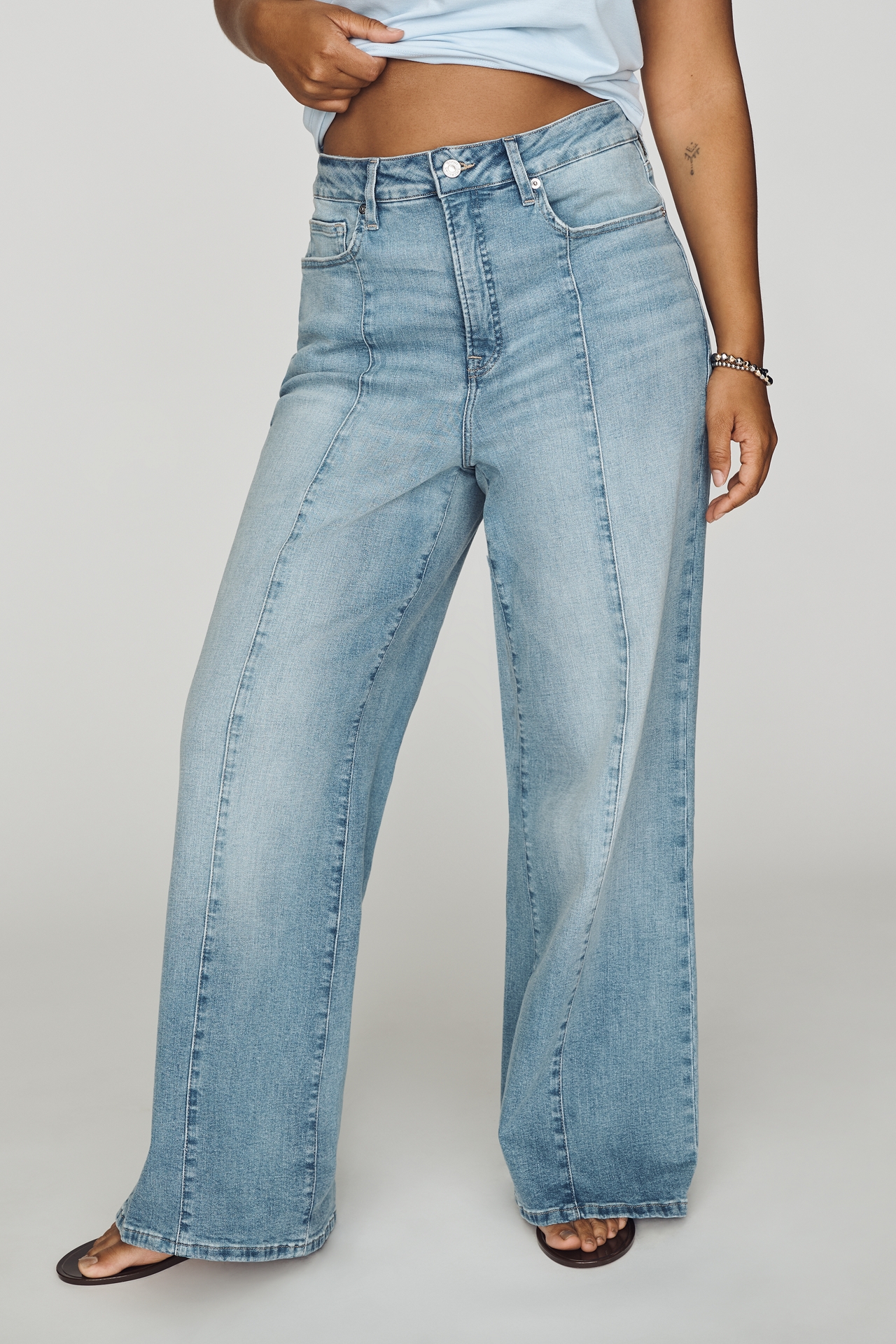Good American Waist Palazzo High-Rise Ankle Jeans