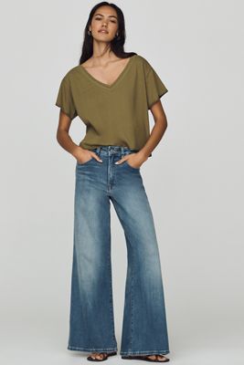 Good American Soft Tech Good Waist Palazzo High Rise Ankle Jeans