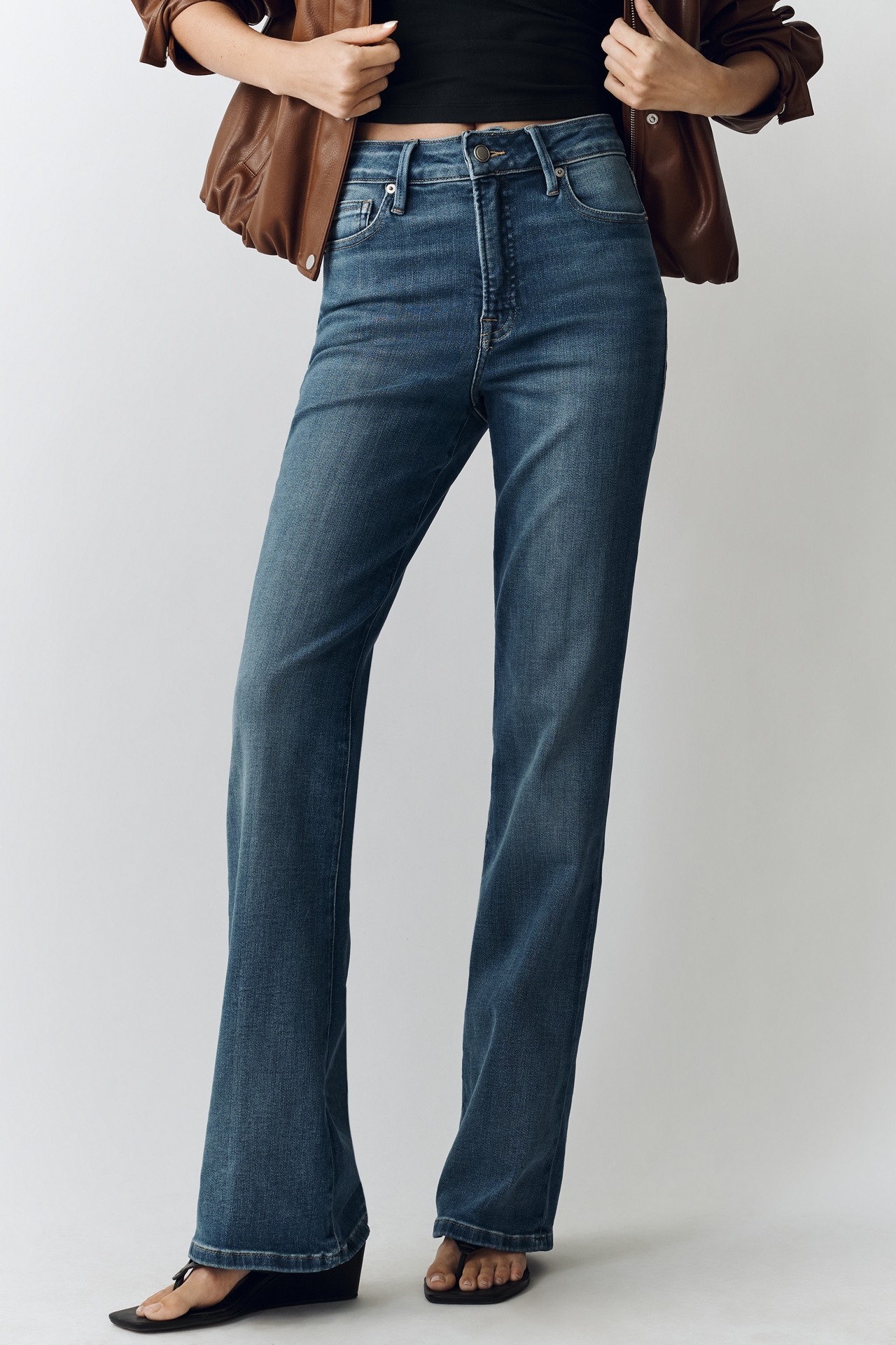 Good American Soft Tech Classic High-Rise Bootcut Jeans
