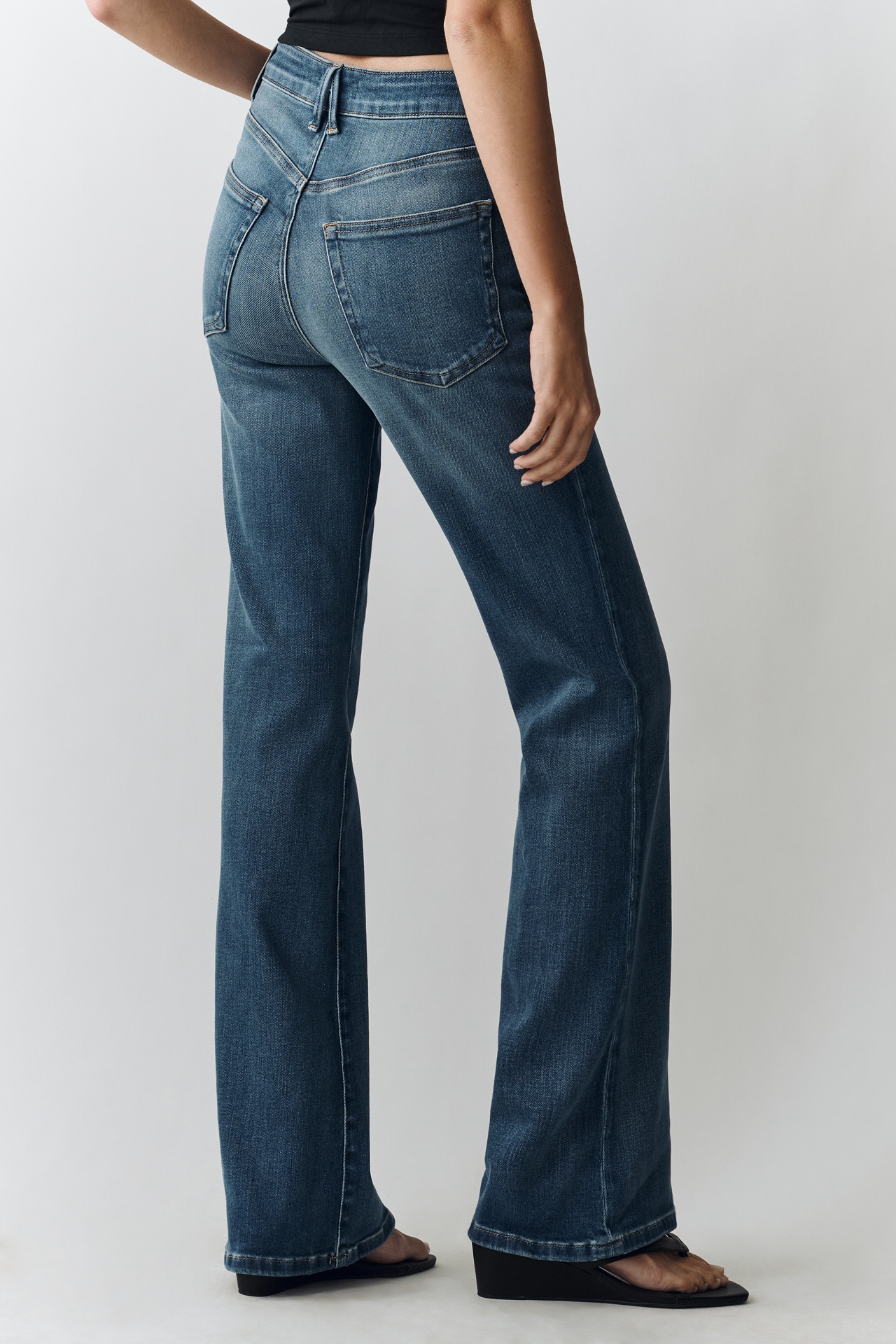 Good American Soft Tech Classic High-Rise Bootcut Jeans