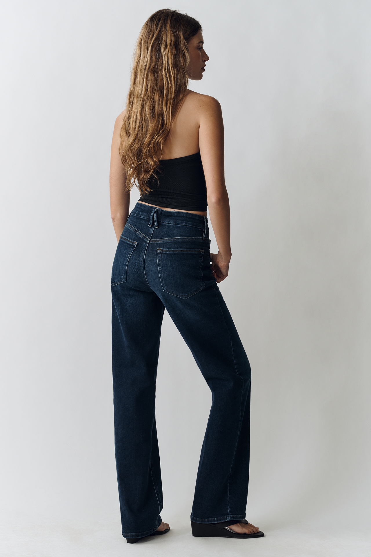 Good American Soft Tech True High-Rise Straight Jeans