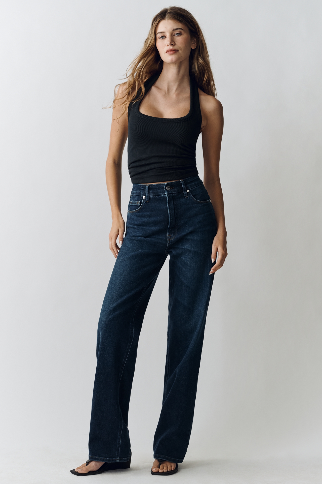 Good American Soft Tech True High-Rise Straight Jeans
