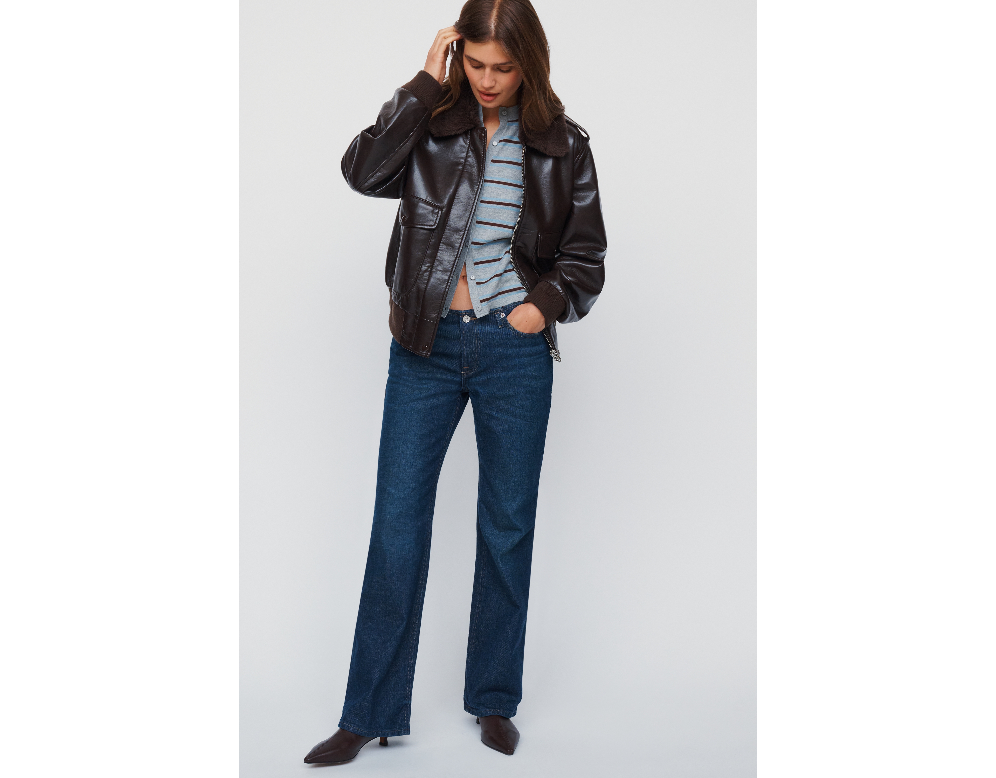 Good American Ghost Waist Low-Rise Bootcut Jeans