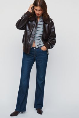 Good American Ghost Waist Low-Rise Bootcut Jeans