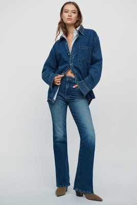 Good American Soft Tech Good Classic High Rise Bootcut Jeans by Anthropologie