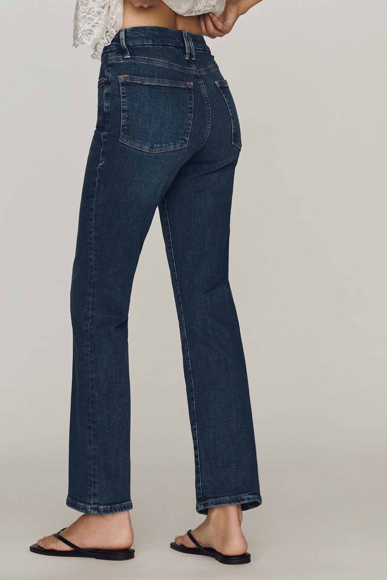 Good American Legs Mid Rise Straight Leg Jeans