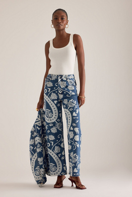 Never Fully Dressed Amara Printed Straight-leg Jeans In Multi