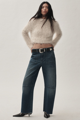 Le Jean Utility Soft Barrel Mid-rise Jeans In Blue