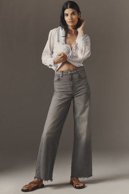 Le Jean Column High-rise Wide-leg Jeans In Grey