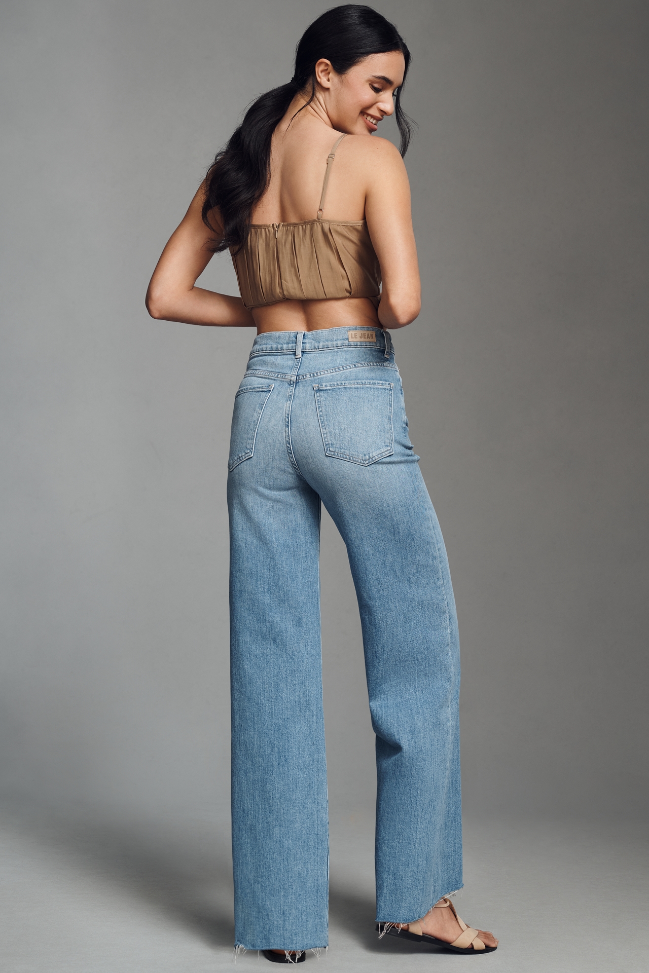 LE JEAN Alexa Mid-Rise Wide-Leg Jeans
