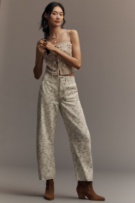Le Jean Utility High-rise Soft Barrel Jeans In Neutral