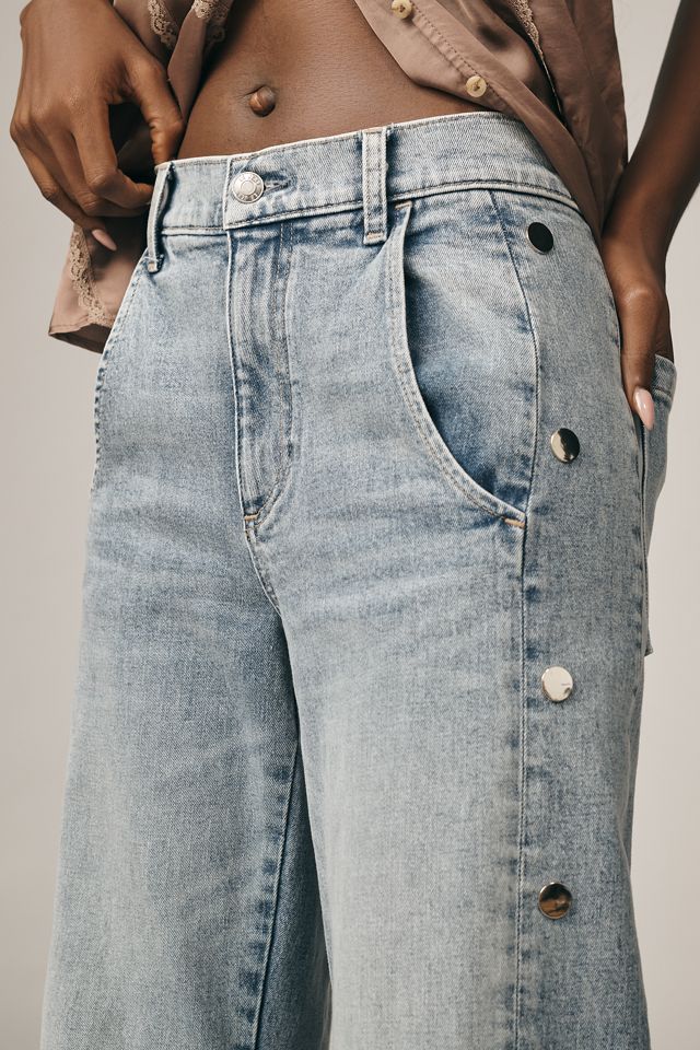 LE JEAN Frankie Studded Mid-Rise Barrel Jeans