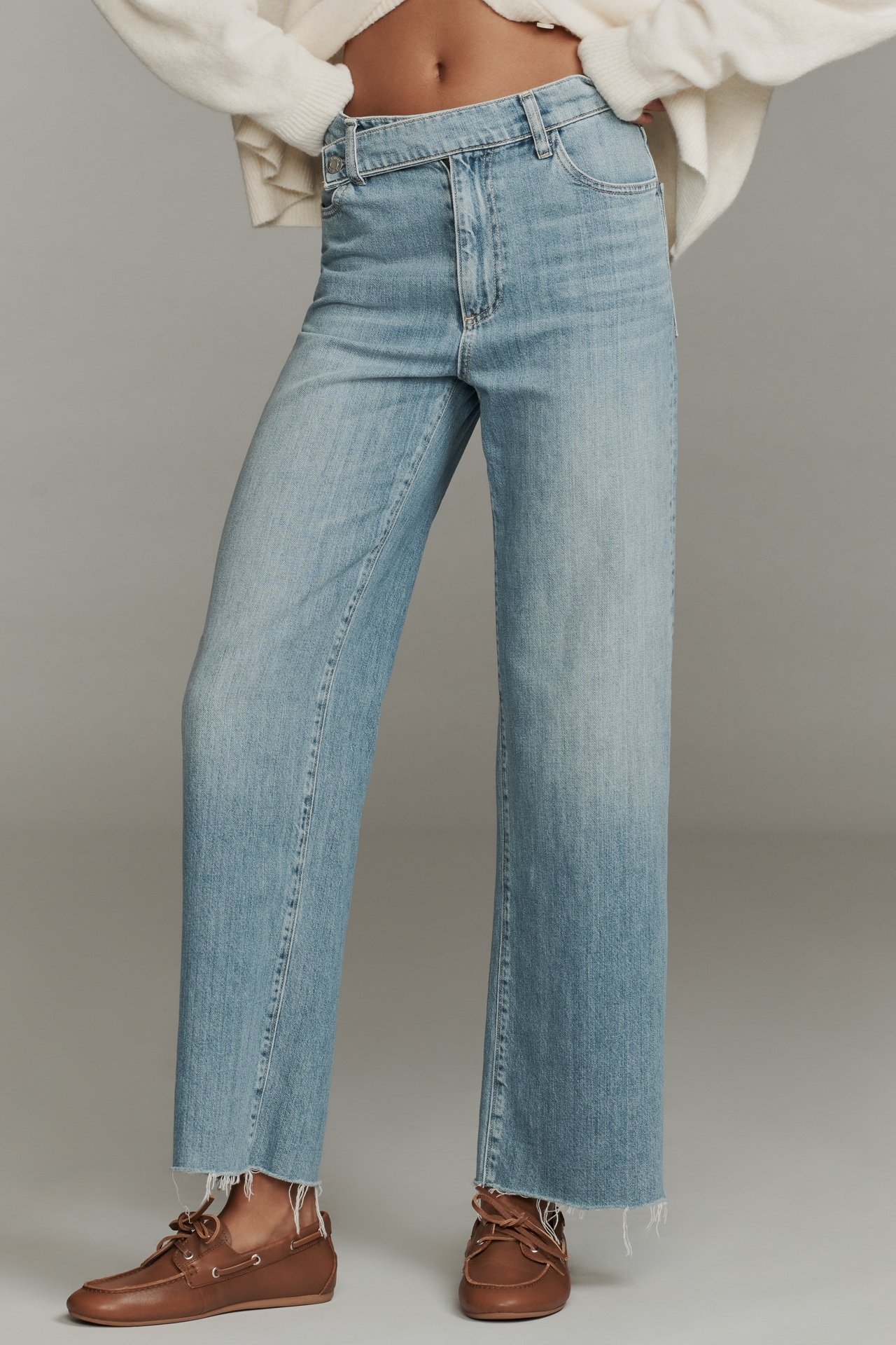 LE JEAN High-Rise Cinched Wide-Leg Jeans