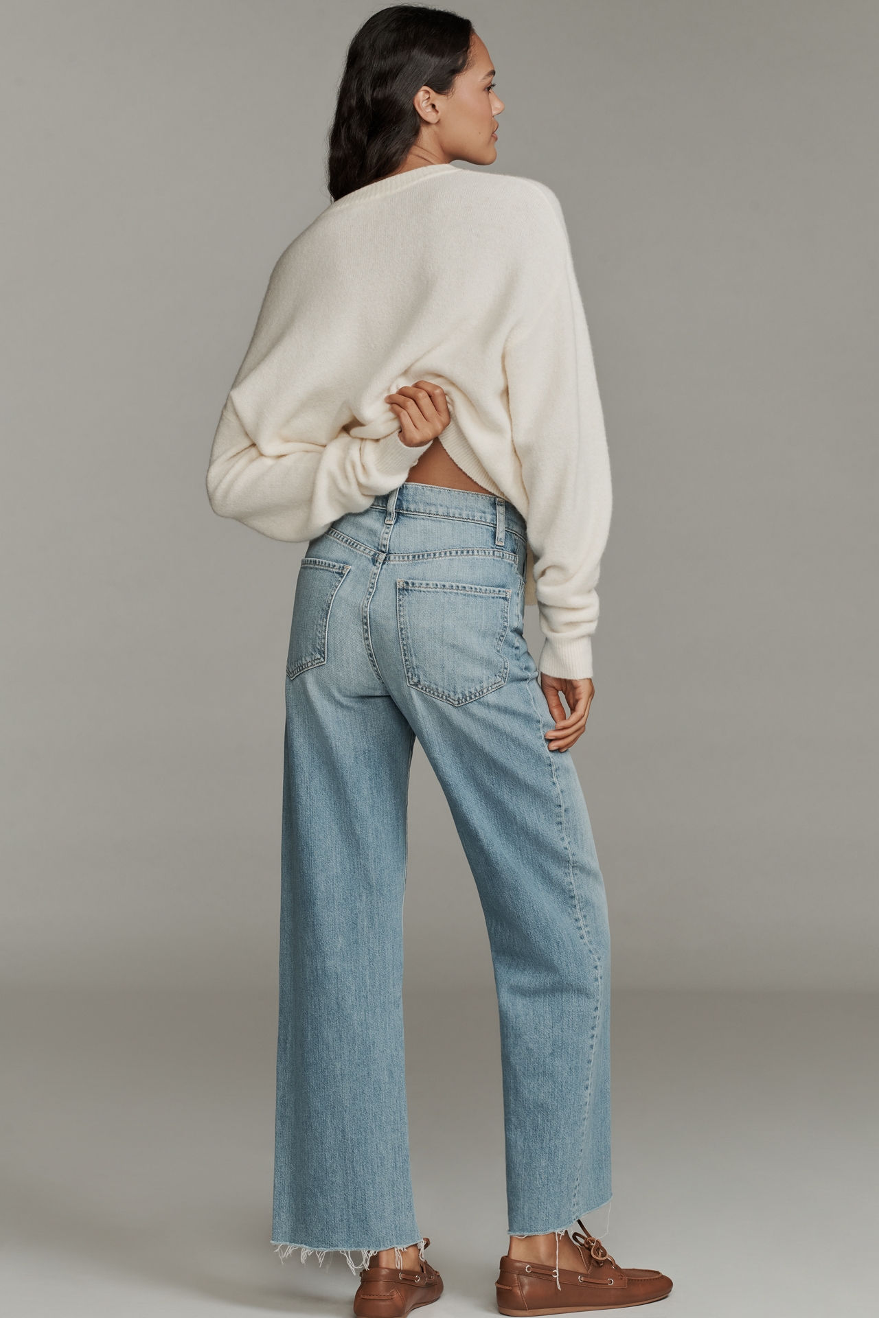 LE JEAN High-Rise Cinched Wide-Leg Jeans