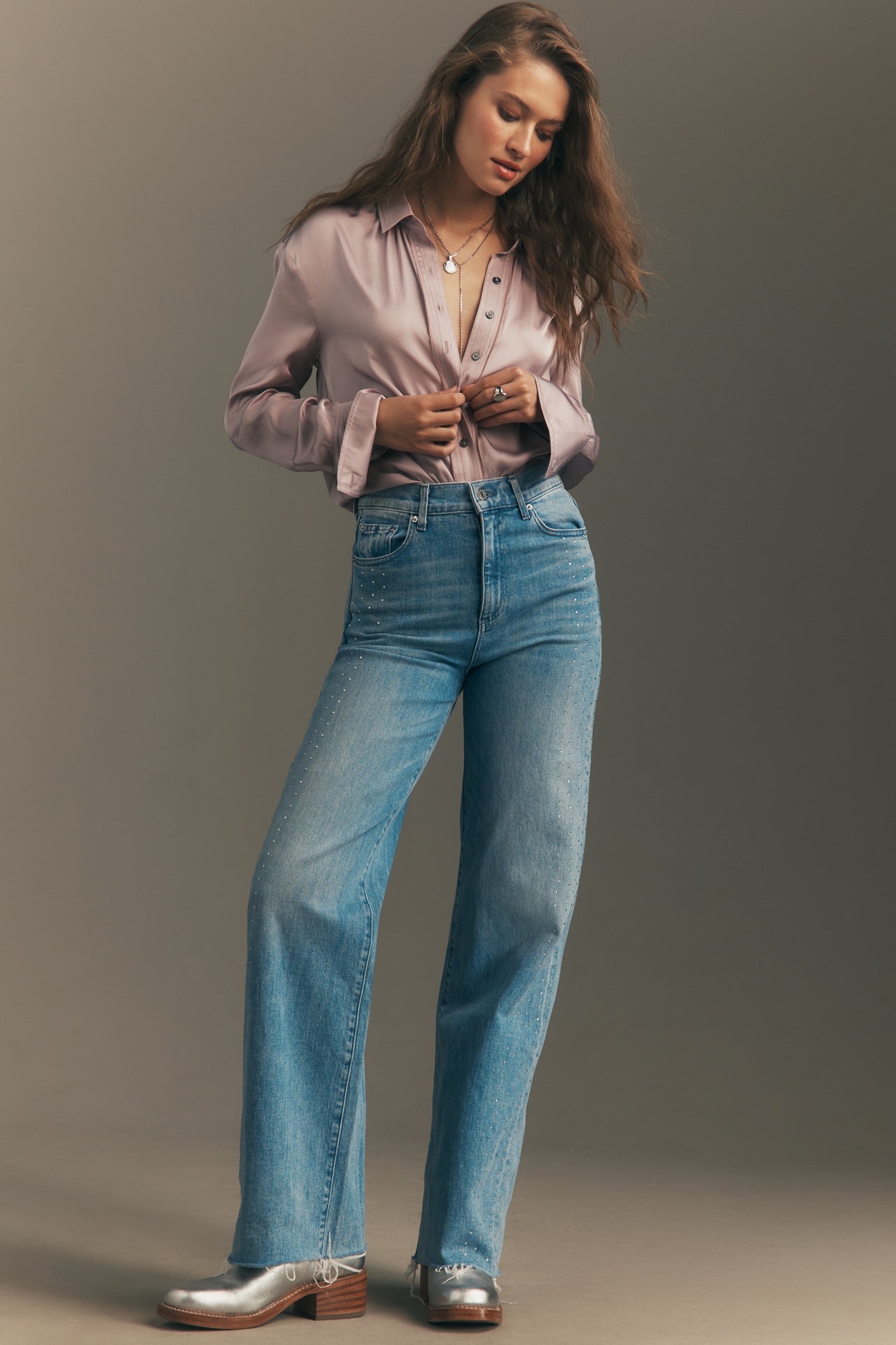 LE JEAN Column High Rise Wide Leg Jeans