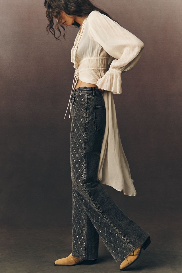 LE JEAN Column High-Rise Wide-Leg Embellished Jeans #2