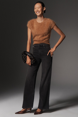 Le Jean Cinched High-rise Wide-leg Jeans In Black