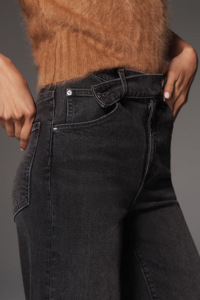 LE JEAN Cinched High-Rise Wide-Leg Jeans #4