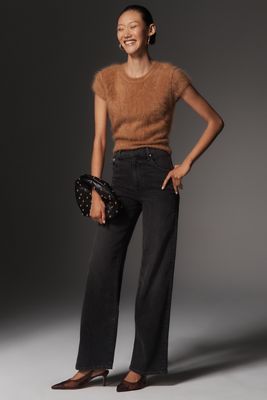 LE JEAN Cinched High-Rise Wide-Leg Jeans