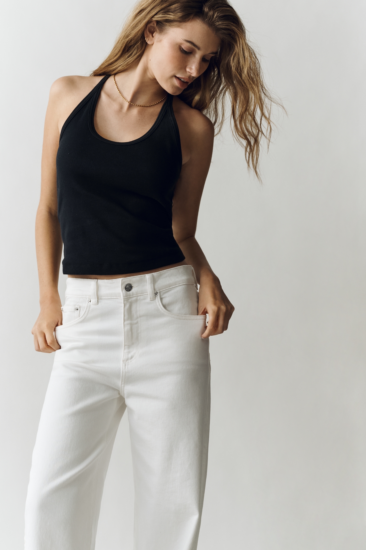 LE JEAN Column High Rise Wide Leg Jeans