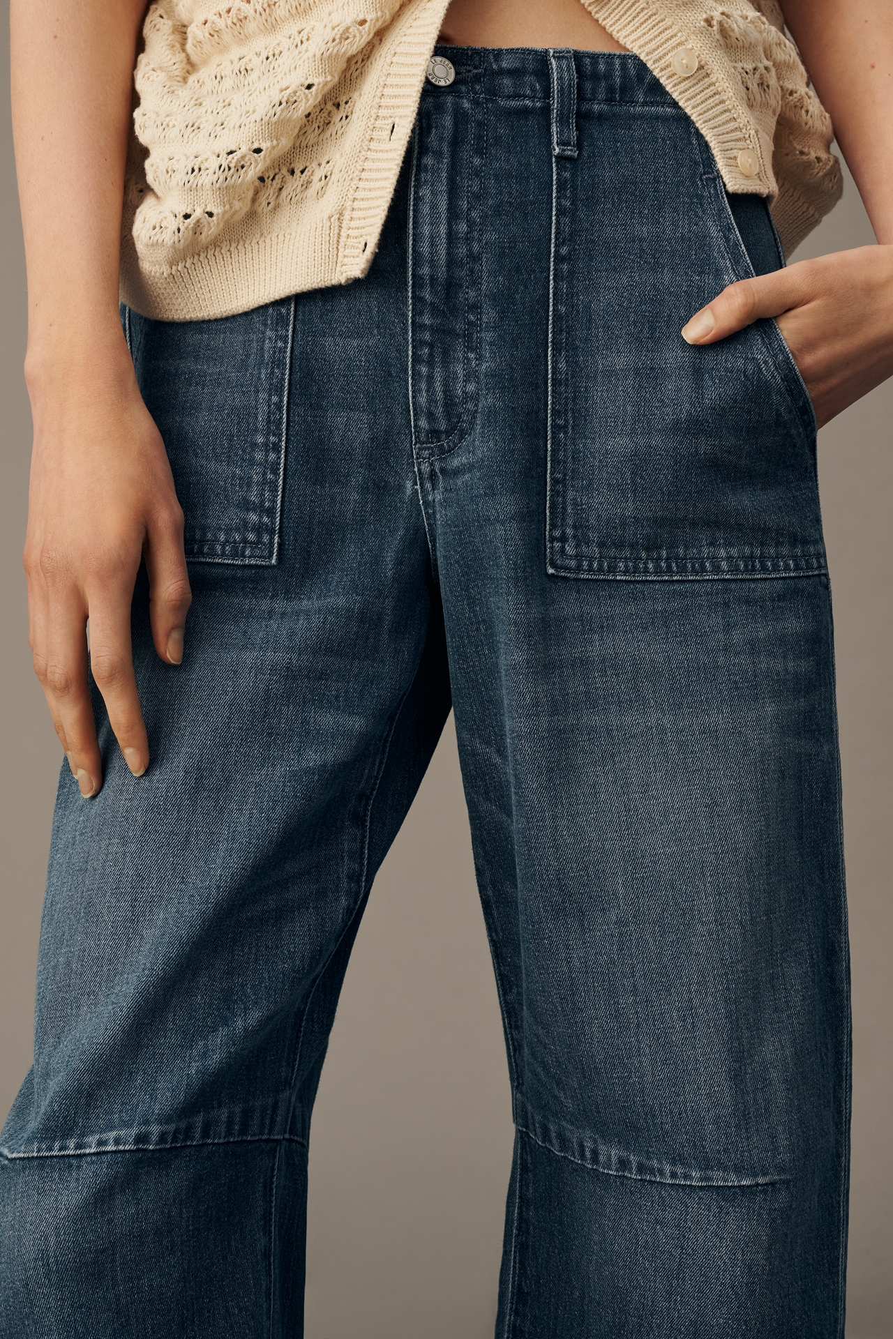 LE JEAN Petite Utility Barrel Pants