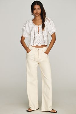 LE JEAN Luna High-Rise Drawstring Relaxed  Wide-Leg Jeans