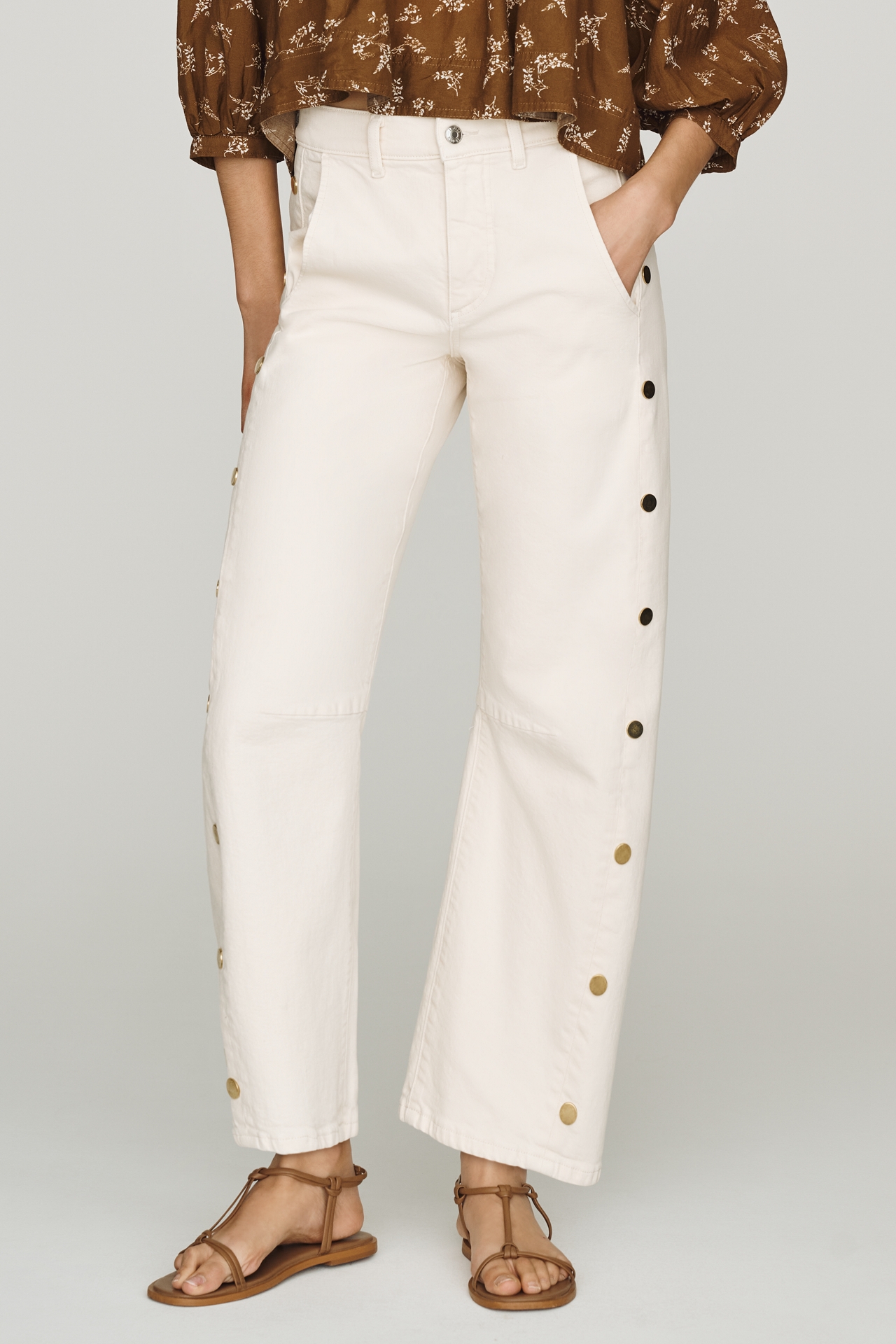 LE JEAN Frankie Studded High Rise Barrel Jeans