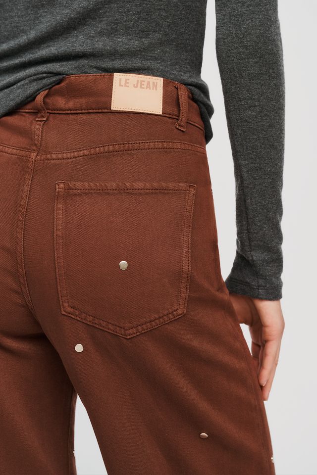 LE JEAN Column Studded High Rise Wide Leg Jeans  #3