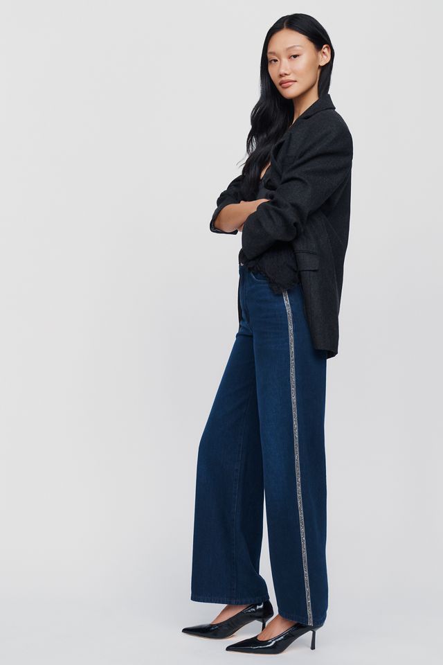LE JEAN Column Beaded High Rise Wide Leg Jeans #1