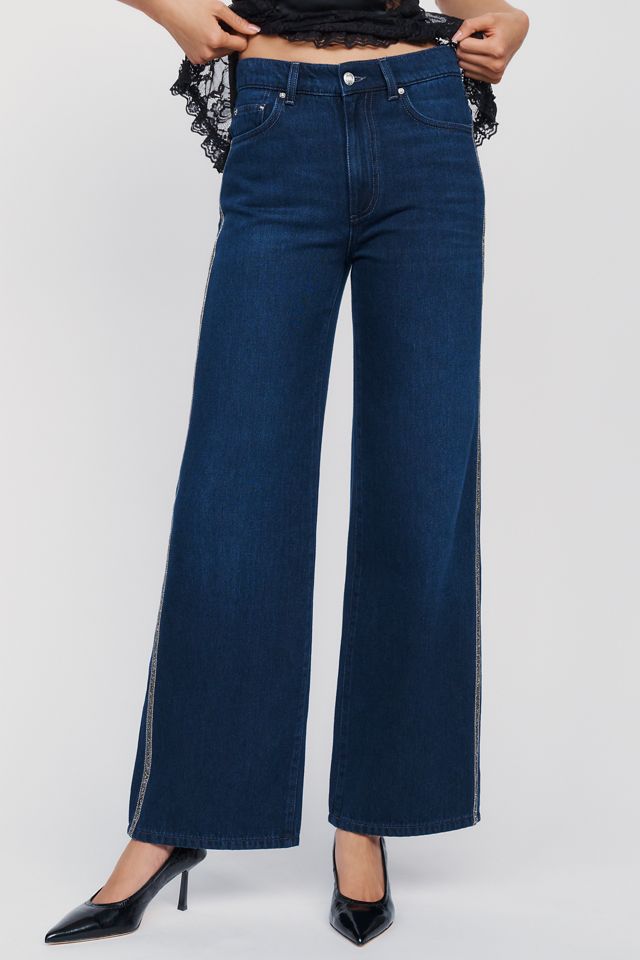 LE JEAN Column Beaded High Rise Wide Leg Jeans #3