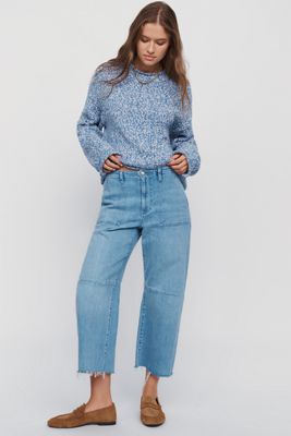 LE JEAN Petite Mid Rise Barrel Leg Utility Jeans