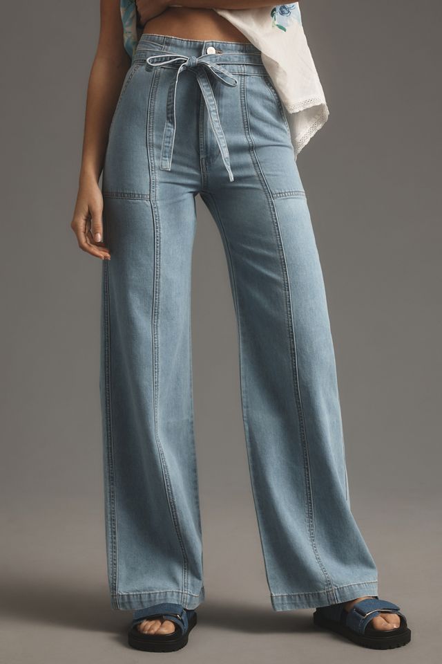 Hudson Tie-Waist High-Rise Wide-Leg Jeans #1