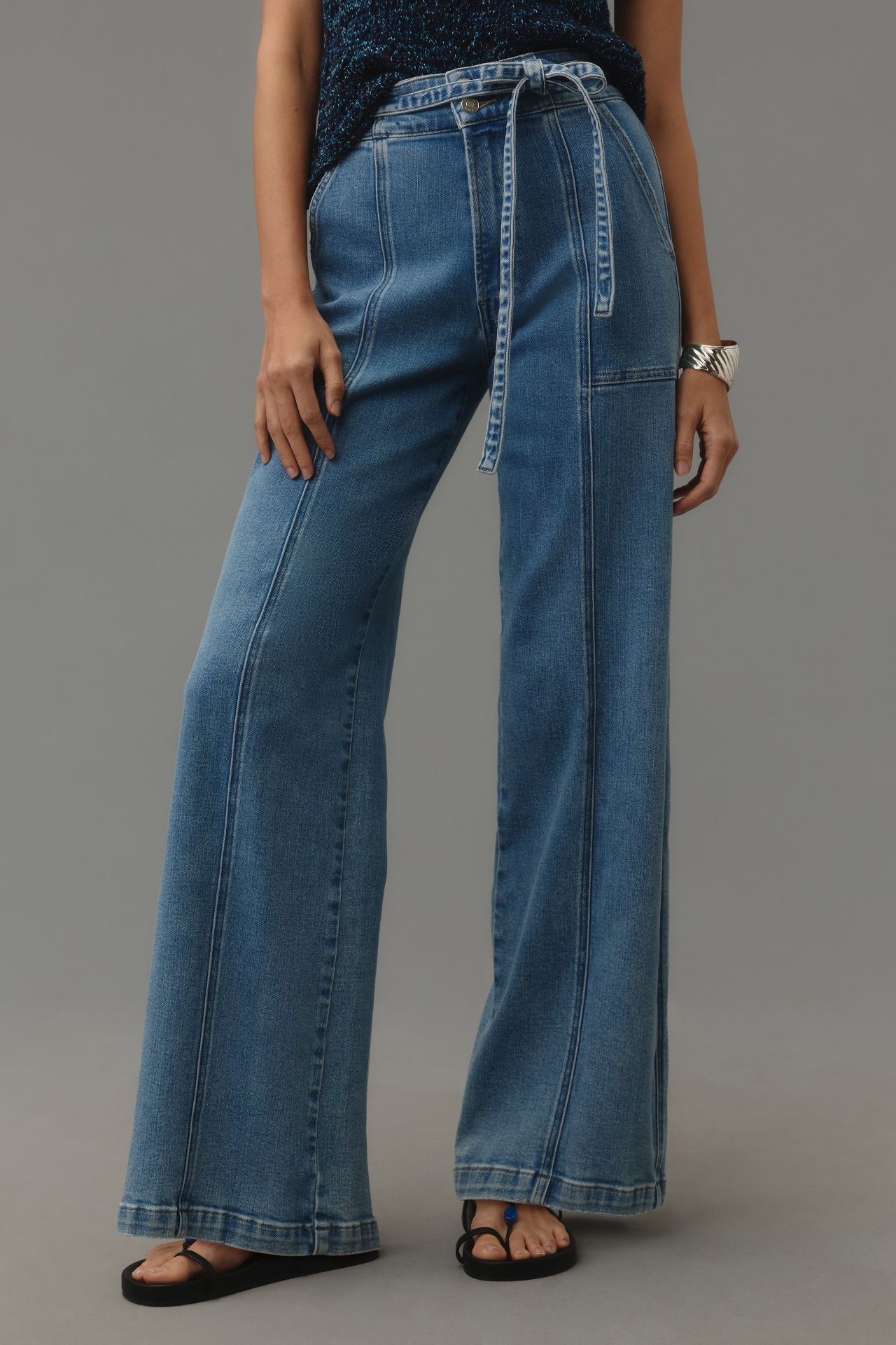 Hudson Tie-Waist High-Rise Wide-Leg Trouser Jeans